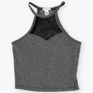 Bozzolo Black Gray Women Halter Sheer Tank S